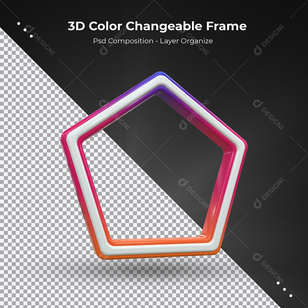 Quadro 3D Colorido para transmissão ao vivo Elemento para Composição PSD
