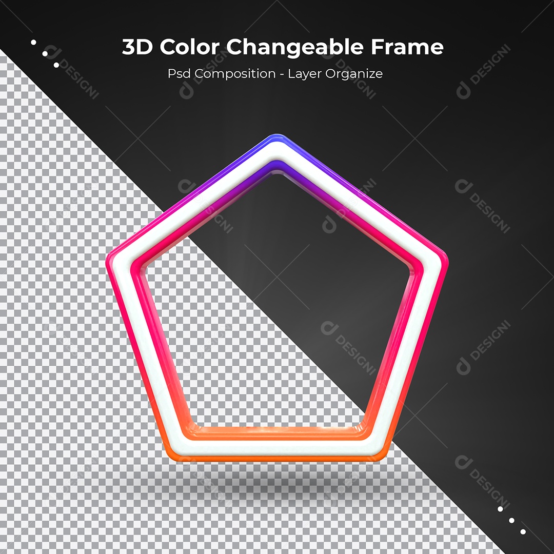 Quadro 3D Colorido para transmissão ao vivo Elemento para Composição PSD