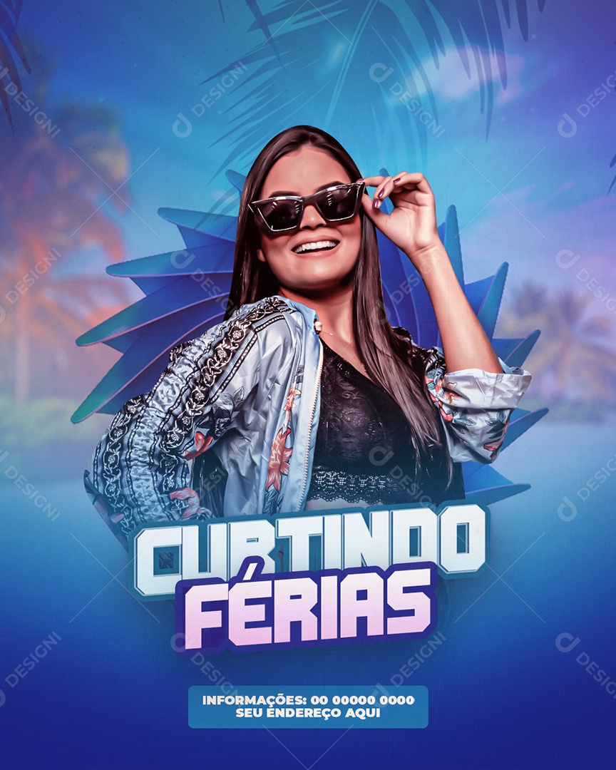 Social Media Flyer Evento Festa Curtindo Férias PSD Editável