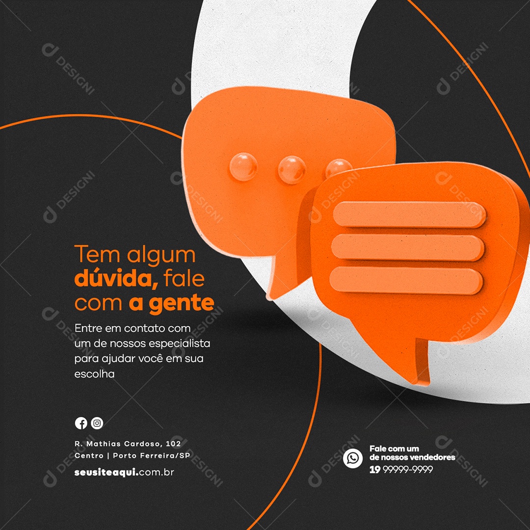 Tem algum dúvida fale com a gente Construção Social Media PSD Editável