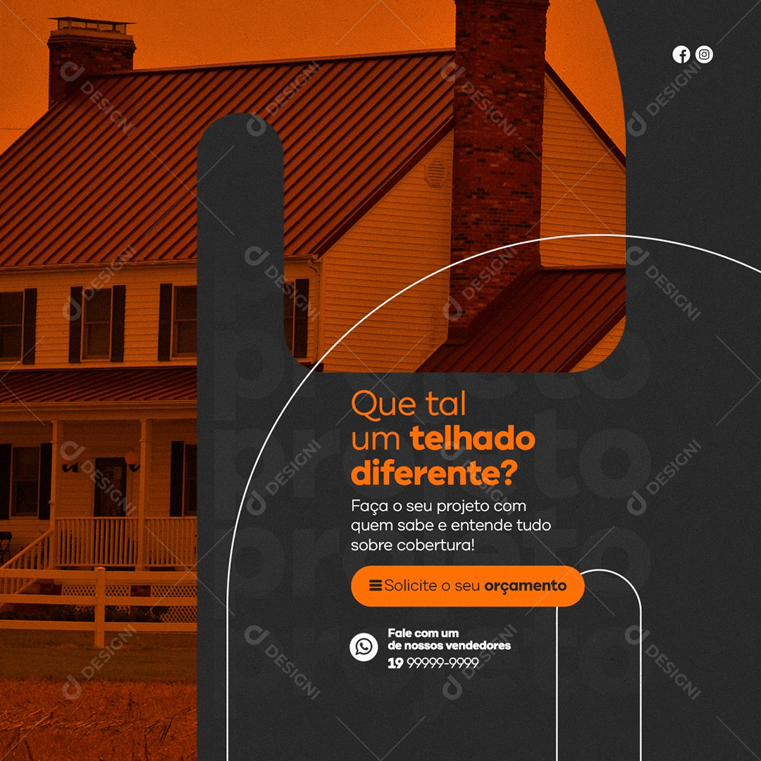 Que tal um telhado diferente Construção Social Media PSD Editável