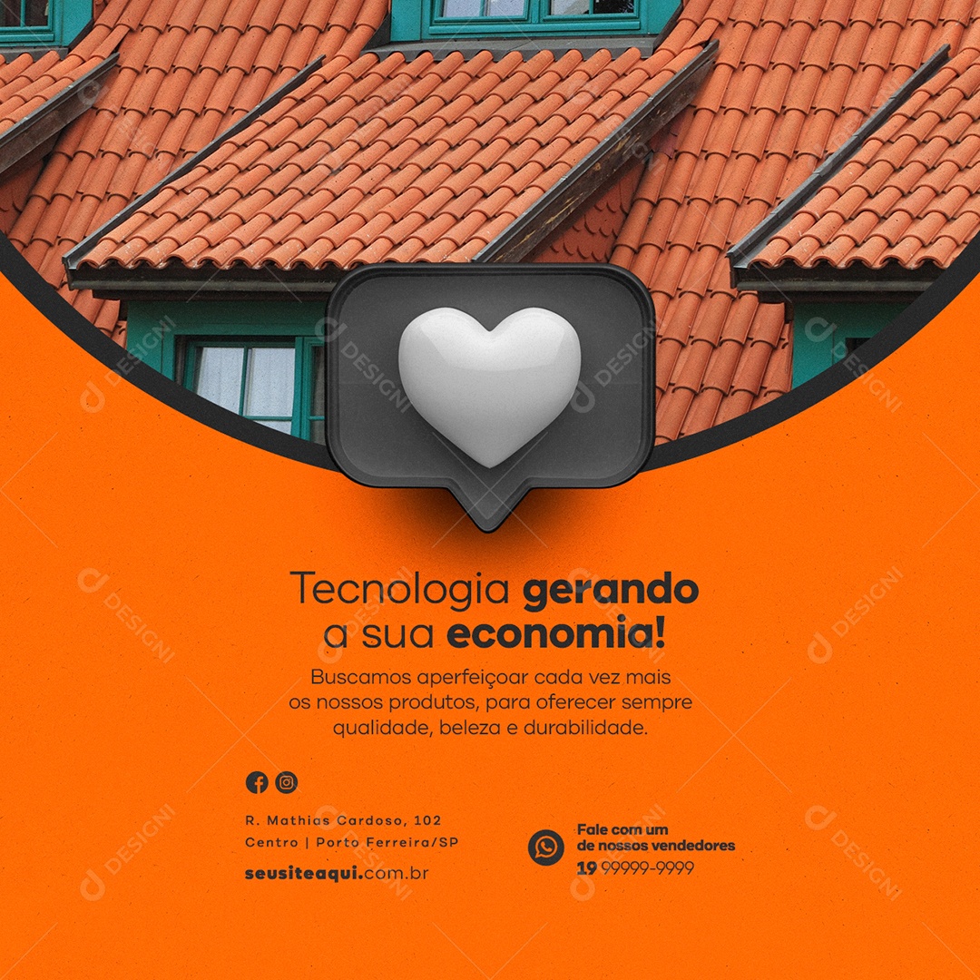 Tecnologia gerando a sua economia Construção Social Media PSD Editável