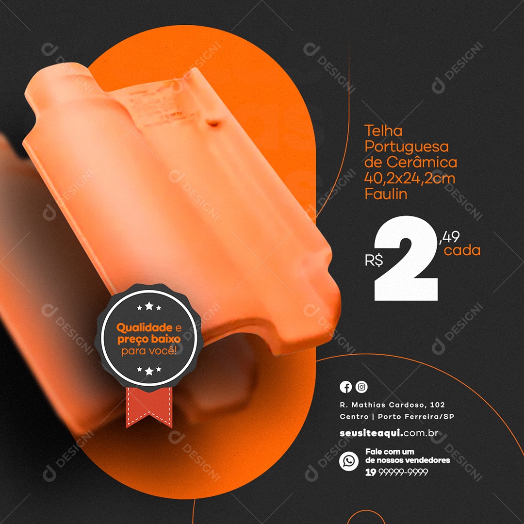 Telha portuguesa de Cerâmica Construção Social Media PSD Editável