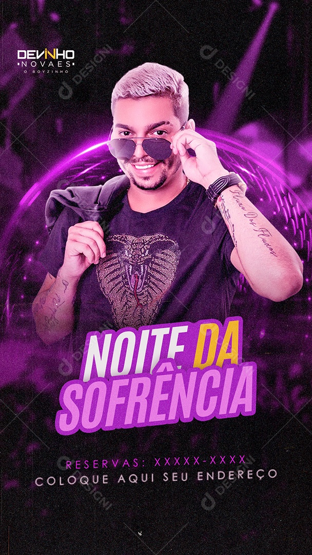 Social Media Flyer Noite da Sofrência Cantor Deivinho PSD Editável