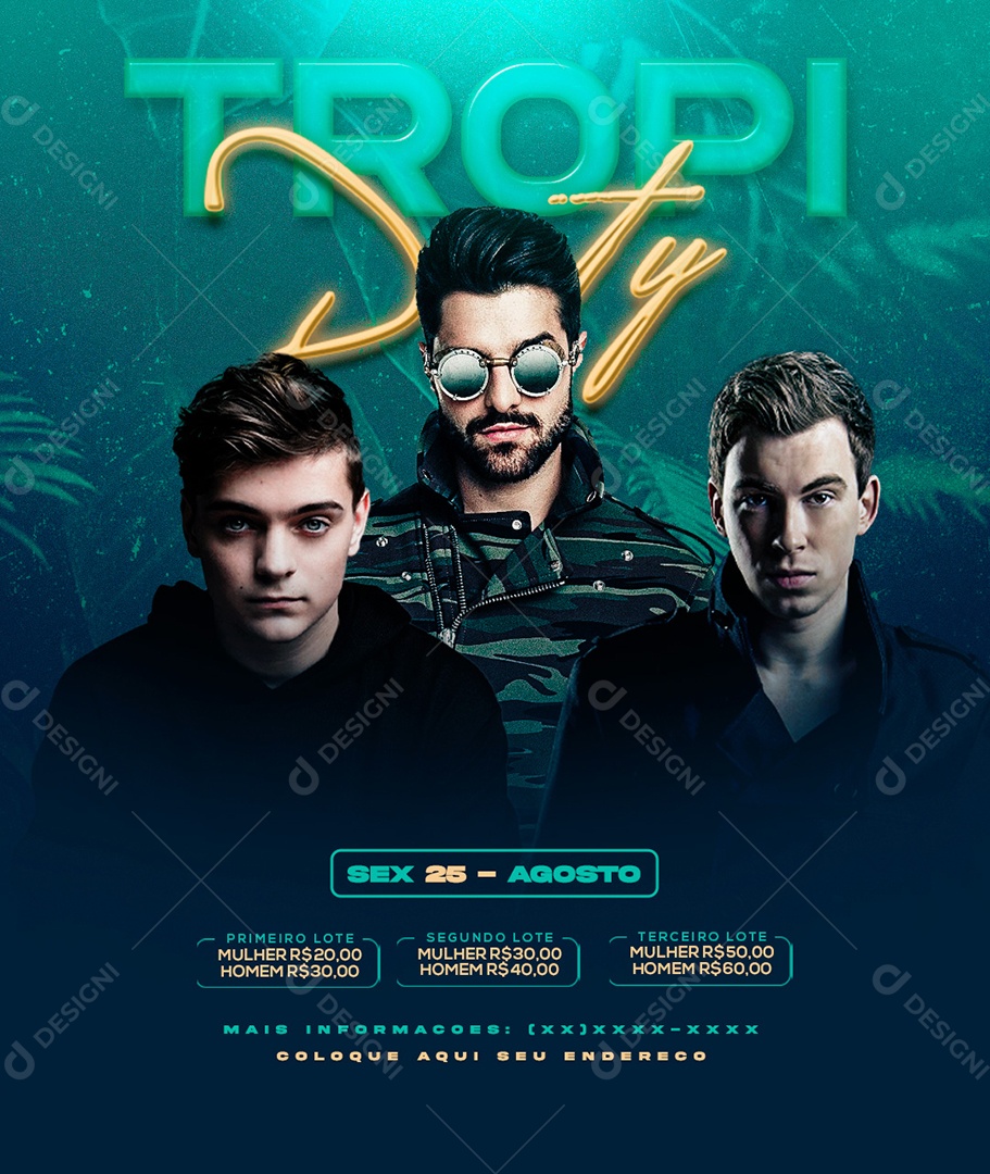 Social Media Tropi Party Artistas Dj PSD Editável