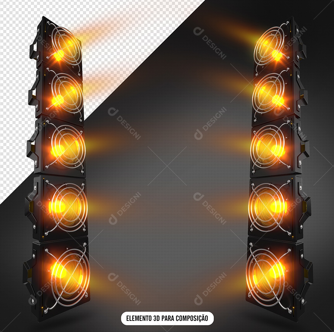 Refletores de Luz Elemento 3D para Composição PSD