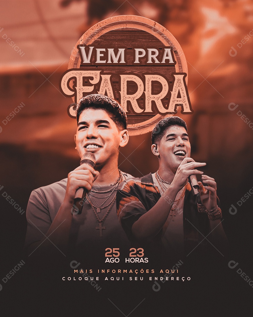 Social Media Flyer Eventos Show Vem Pra Farra Cantor PSD Editável