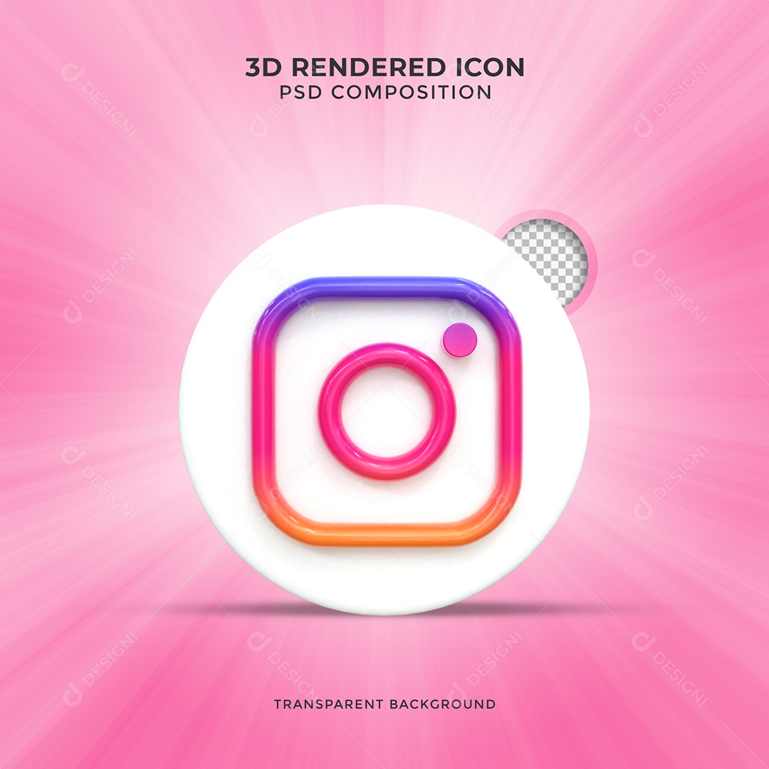 Instagram 3D Ícone Colorido Elemento Para Composição PSD