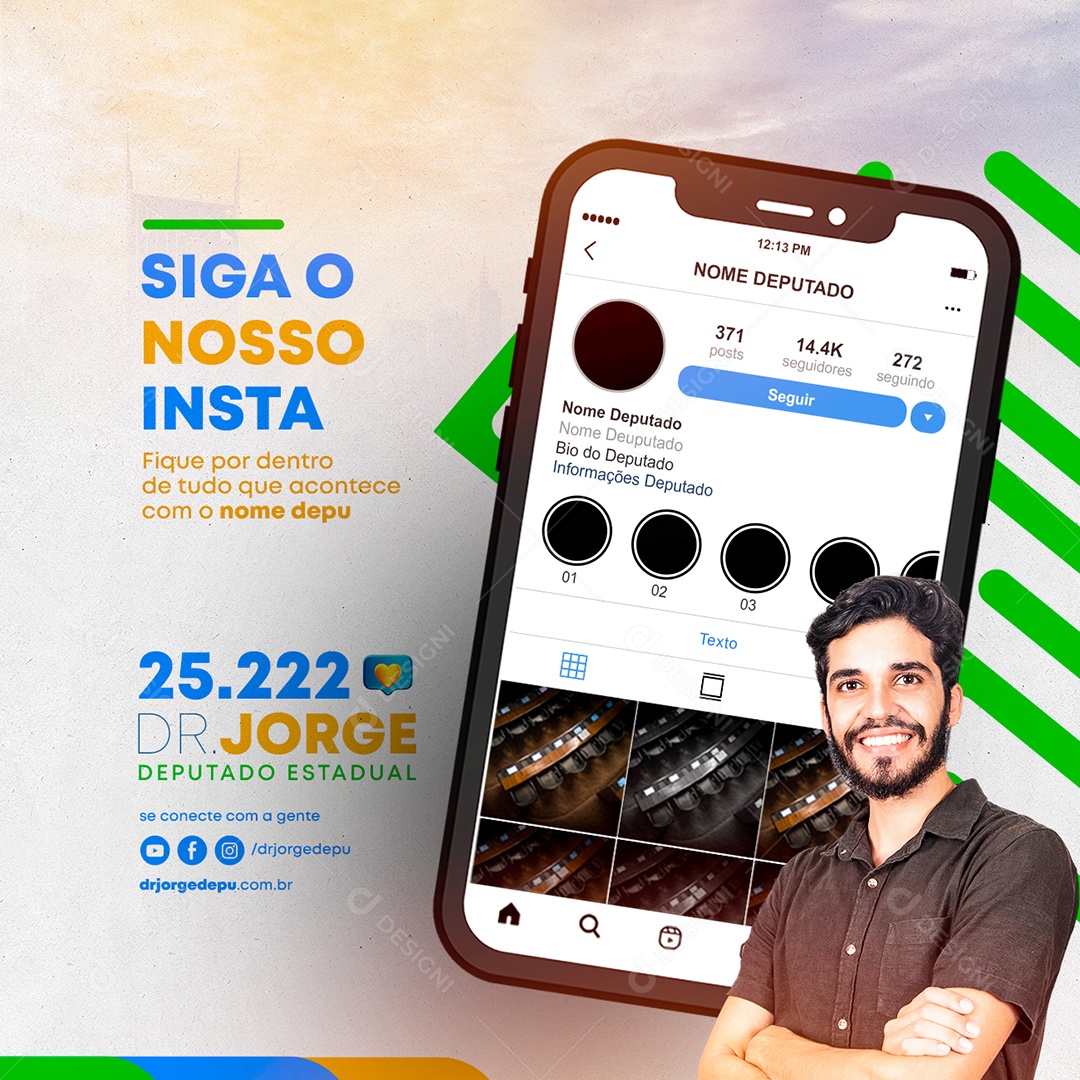 Siga o nosso Insta Política Social Media PSD Editável