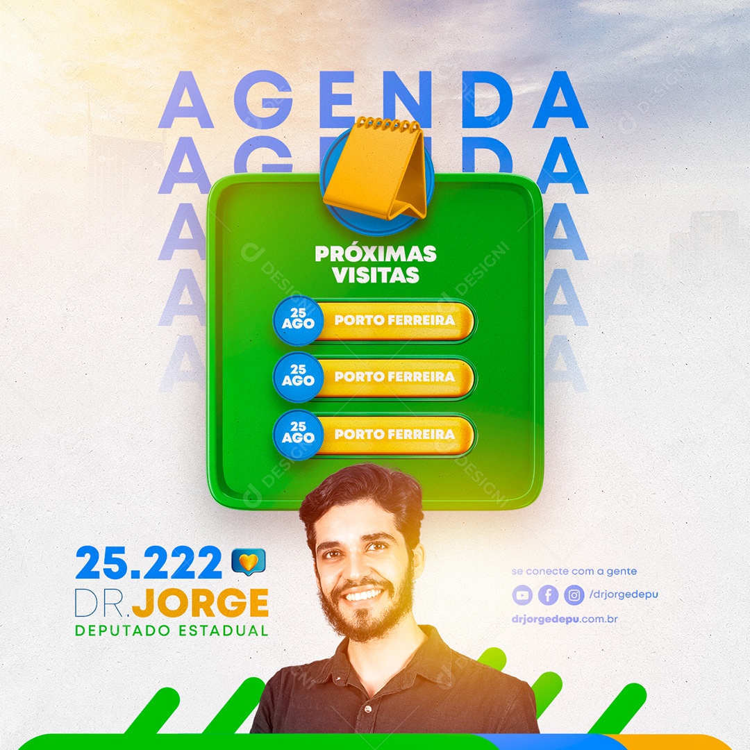 Agenda Próximas Visitas Política Social Media PSD Editável