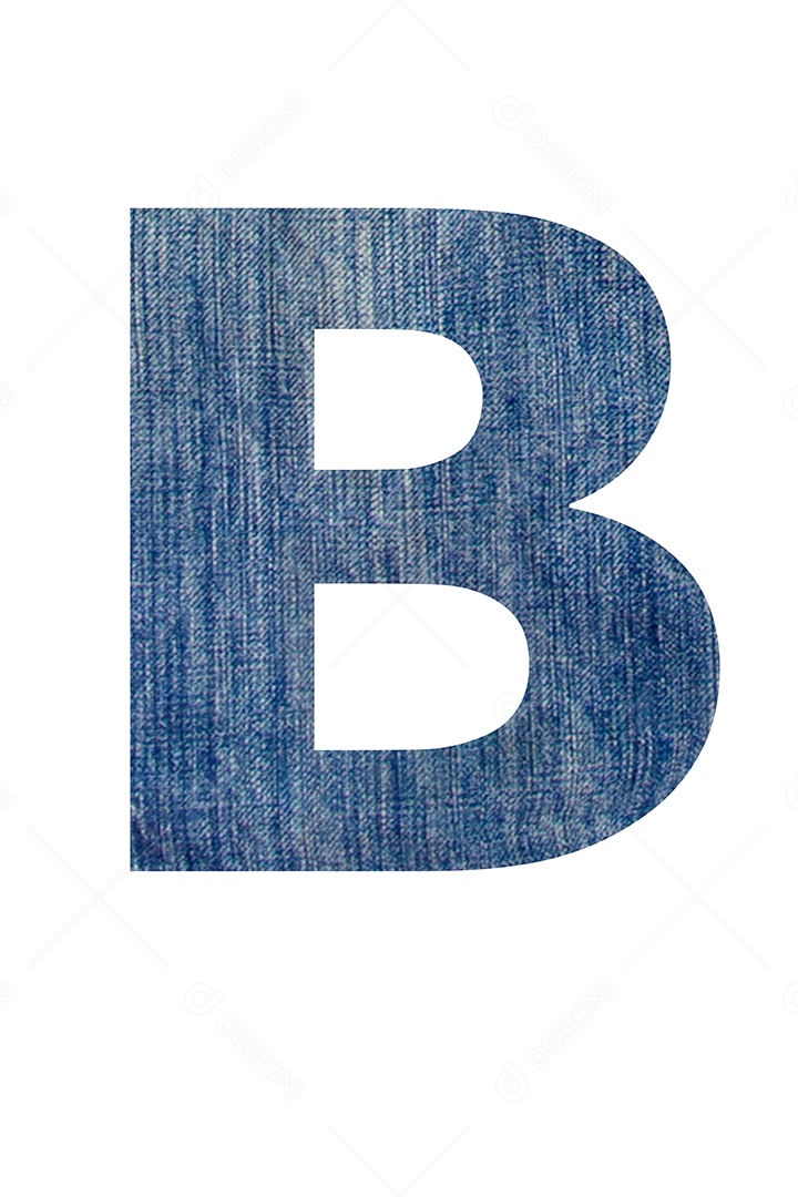 Alfabeto de tecido jeans, em fundo branco