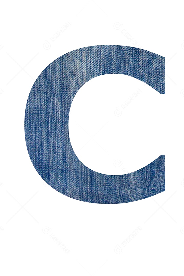 Alfabeto de tecido jeans, em fundo branco