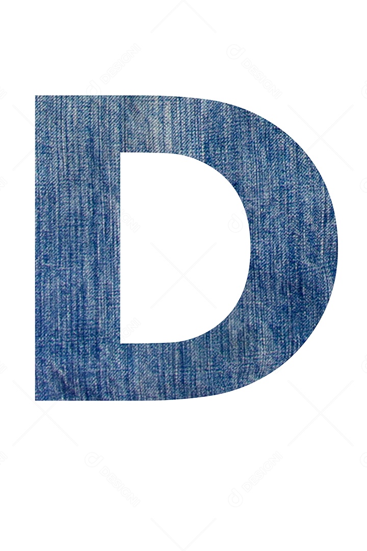 Alfabeto de tecido jeans, em fundo branco