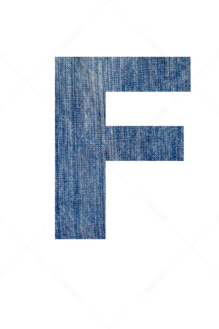 Alfabeto de tecido jeans, em fundo branco