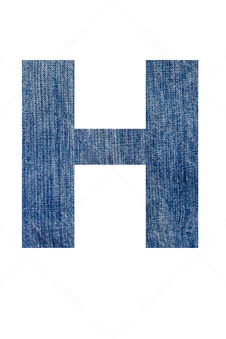 Alfabeto de tecido jeans, em fundo branco