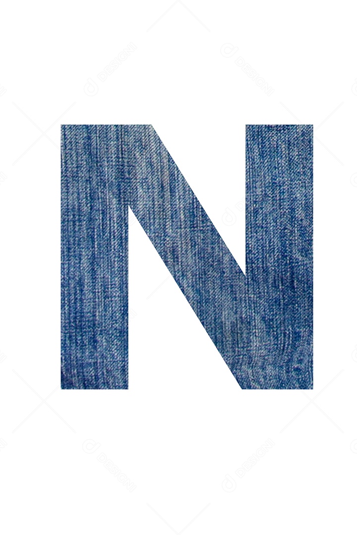 Alfabeto de tecido jeans, em fundo branco