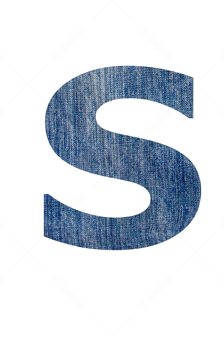 Alfabeto de tecido jeans, em fundo branco