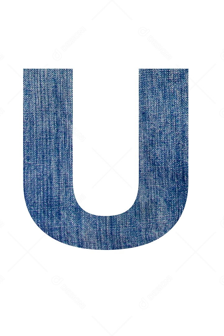 Alfabeto de tecido jeans, em fundo branco