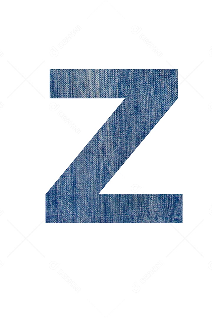 Alfabeto de tecido jeans, em fundo branco