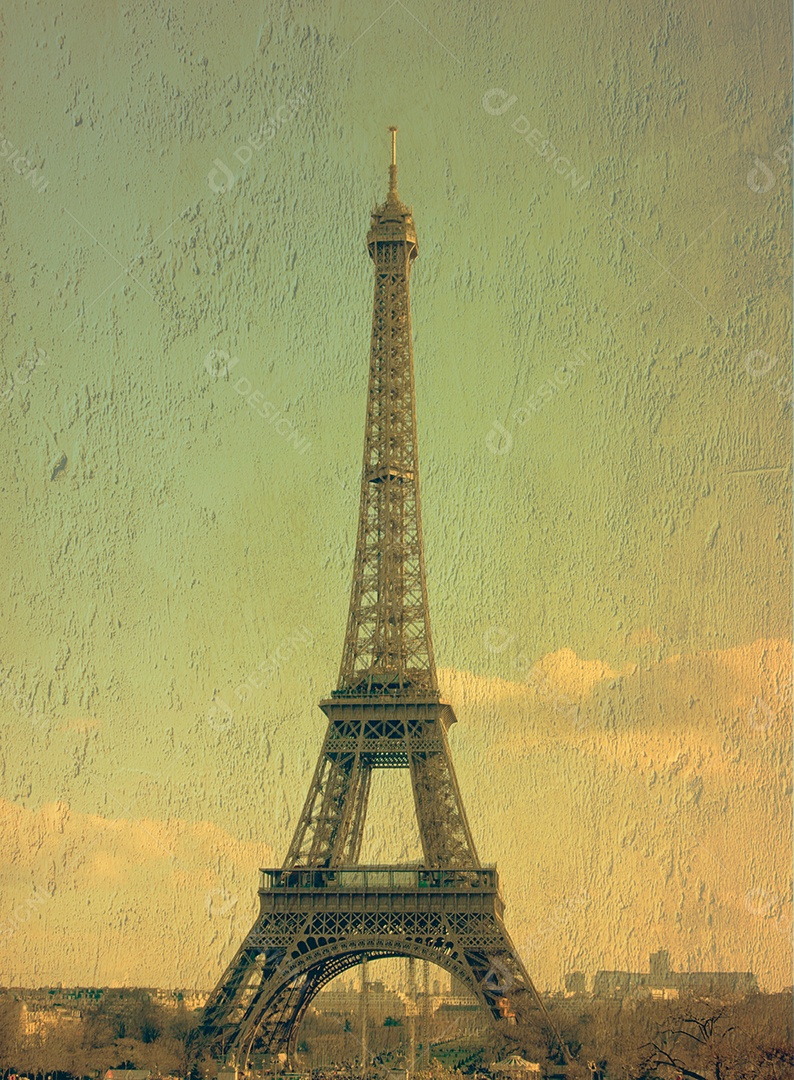 Torre Eiffel no dia em Paris, France. vintage.