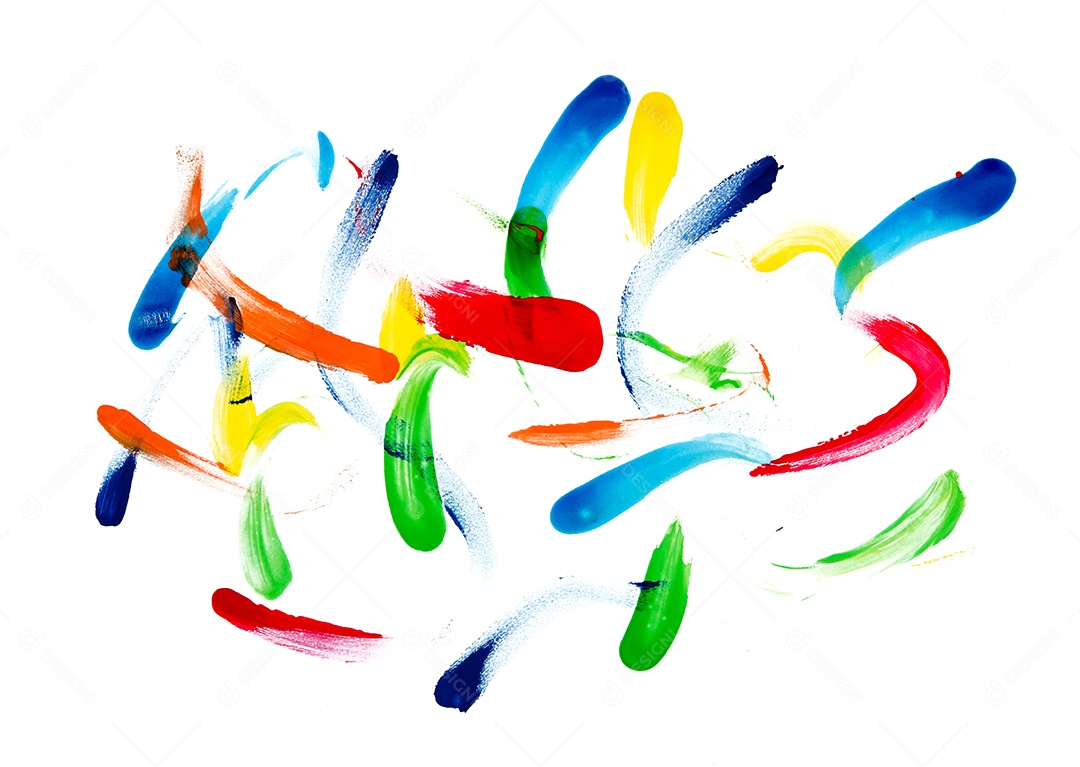 Respingos de tinta colorida sobre fundo branco.