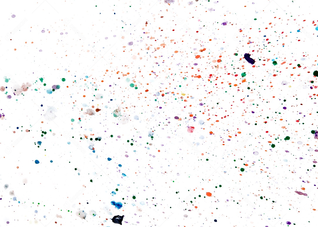 Respingos de tinta colorida sobre fundo branco.