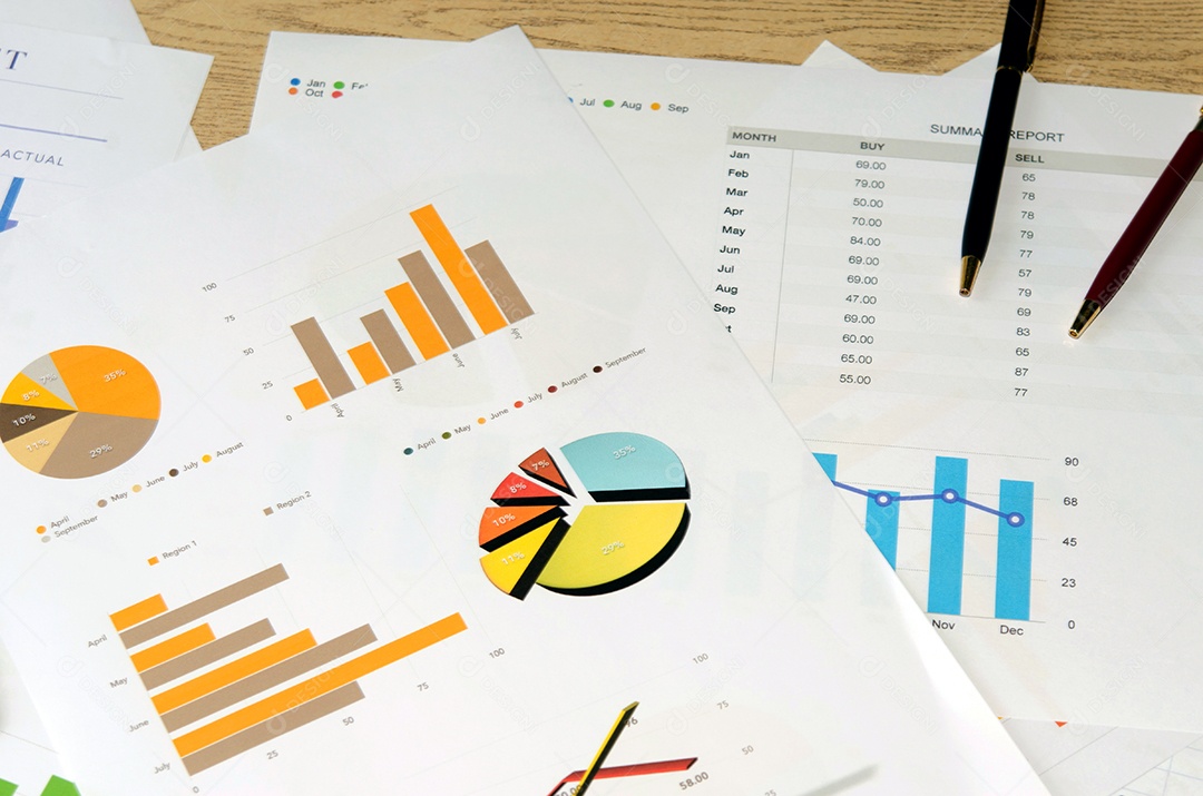 Papéis financeiros e material de escritório