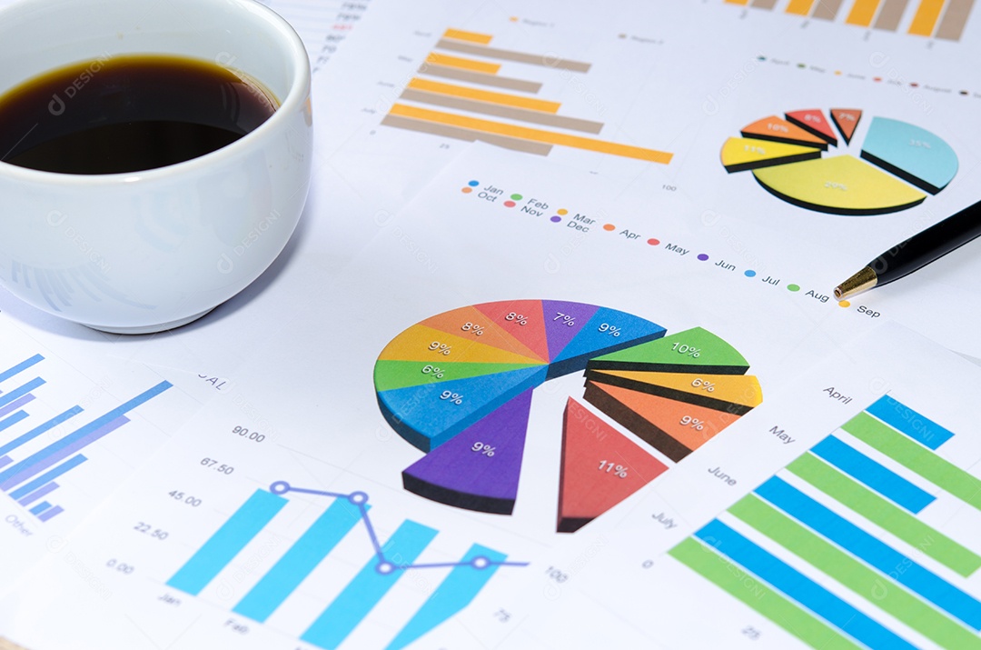 Gráfico de negócios é colocado na mesa.