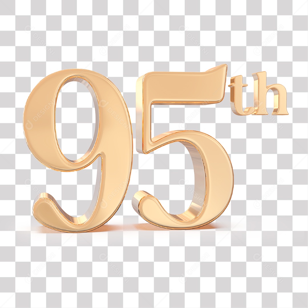 Número 3D 95 noventa e cinco Lugar Dourado para Composição PNG Transparente Sem Fundo