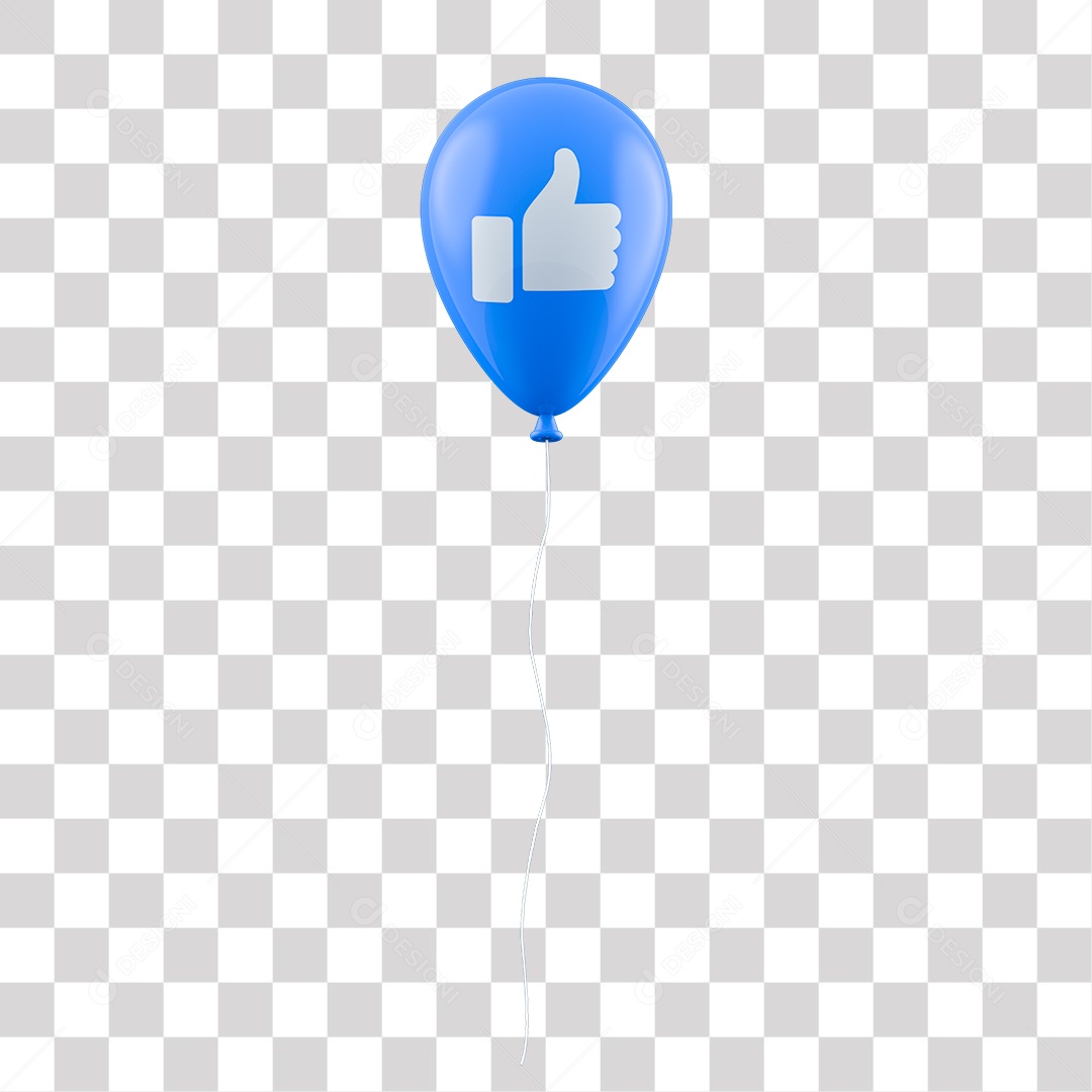 Balão de Like Elemento 3D para Composição PNG Transparente Sem Fundo