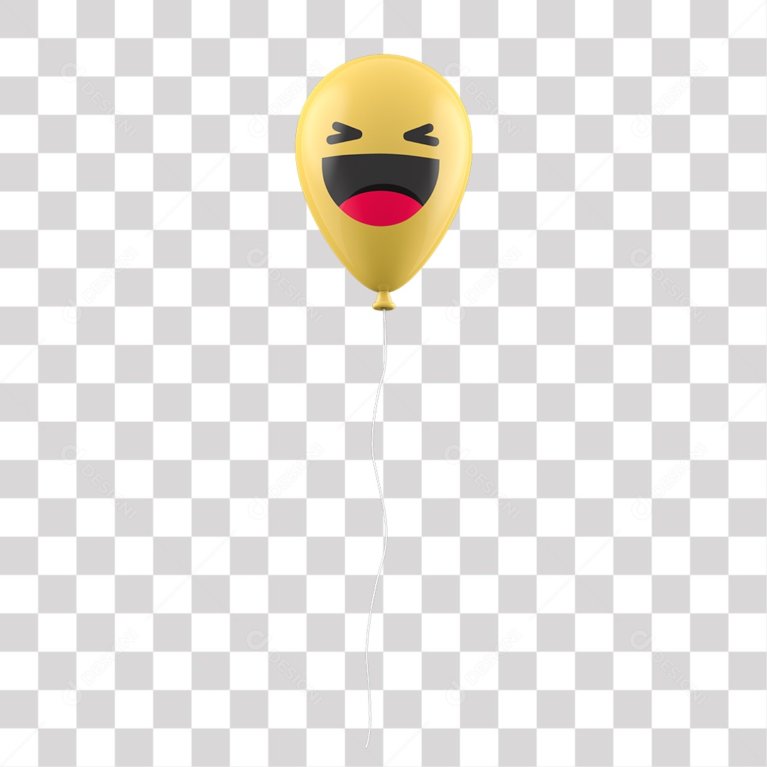 Balão de Emoji Feliz Elemento 3D Para Composição PNG Transparente Sem Fundo