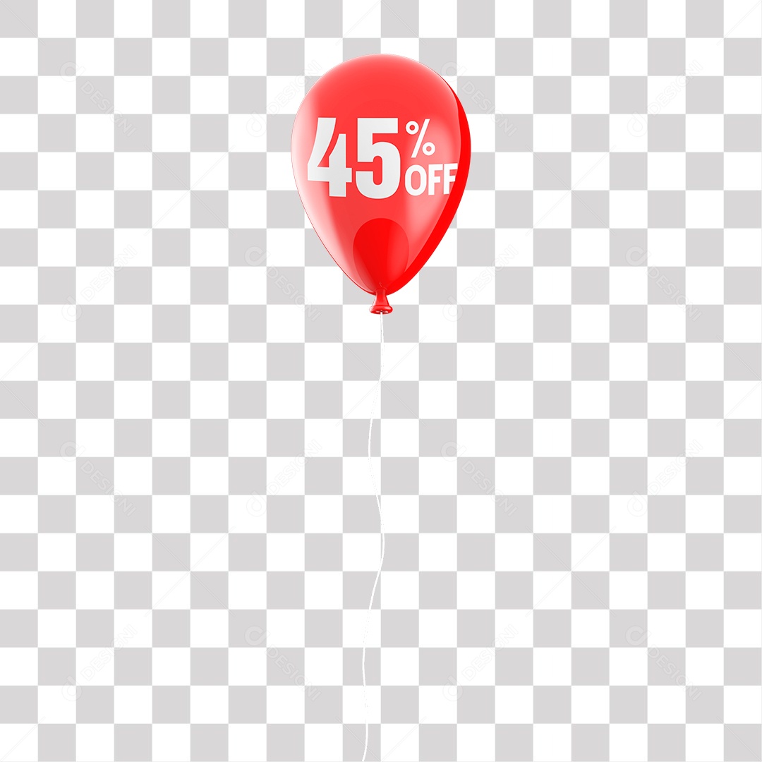 Balão vermelho 45% Off Elemento 3D para Composição PNG Transparente Sem Fundo