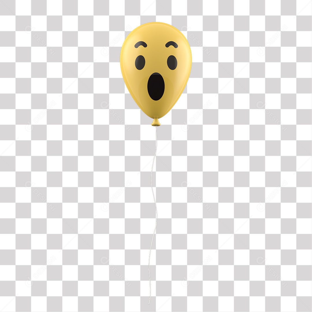 Balão de Emoji Surpresa Elemento 3D Para Composição PNG Transparente Sem Fundo