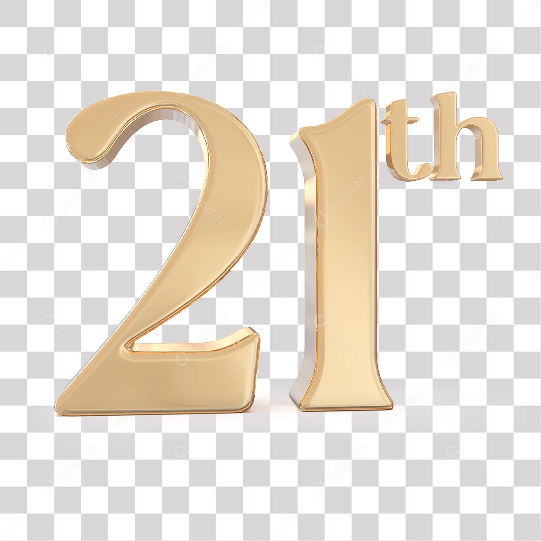 Elemento 3D Para Composições 21 º Dourado PNG Transparente