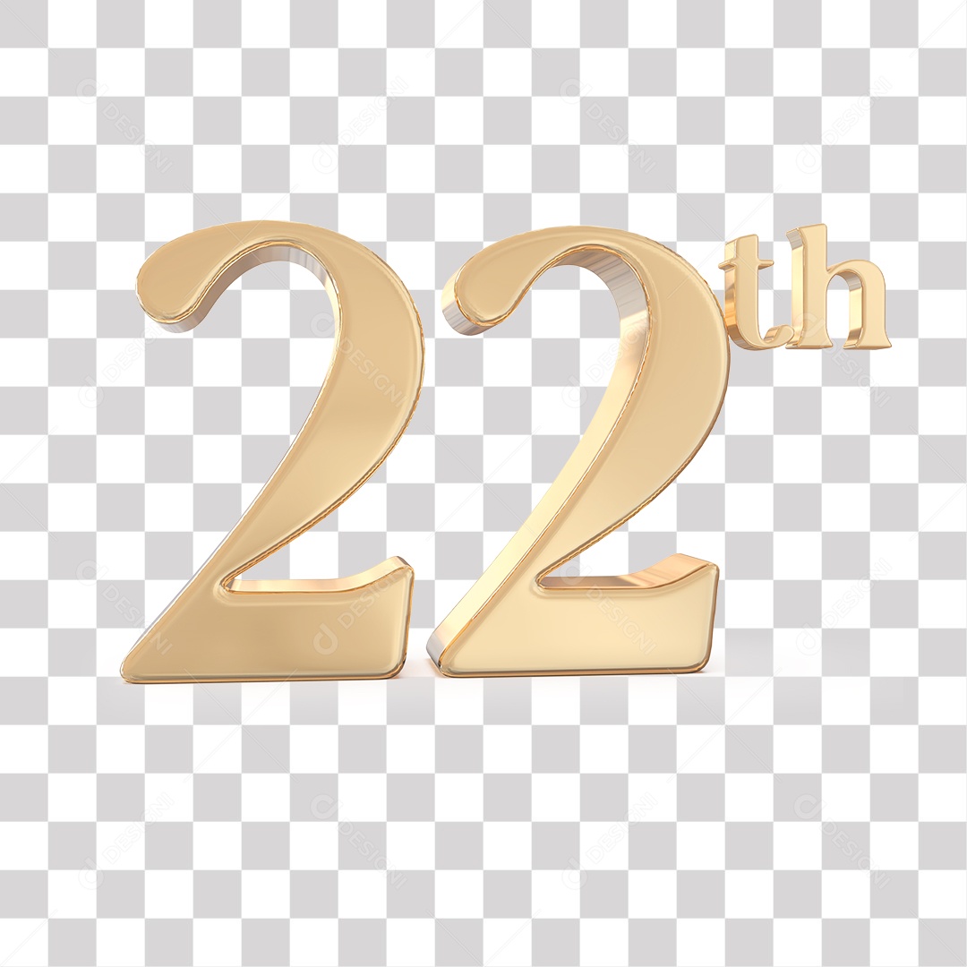 Elemento 3D Para Composições 22 º Dourado PNG Transparente