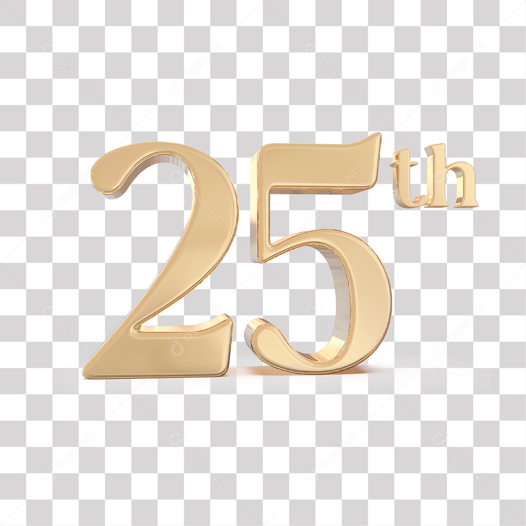 Elemento 3D Para Composições 25 º Dourado PNG Transparente