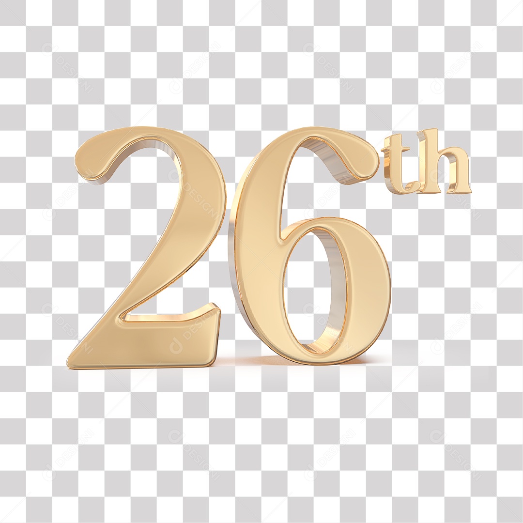 Elemento 3D Para Composições 26 º Dourado PNG Transparente