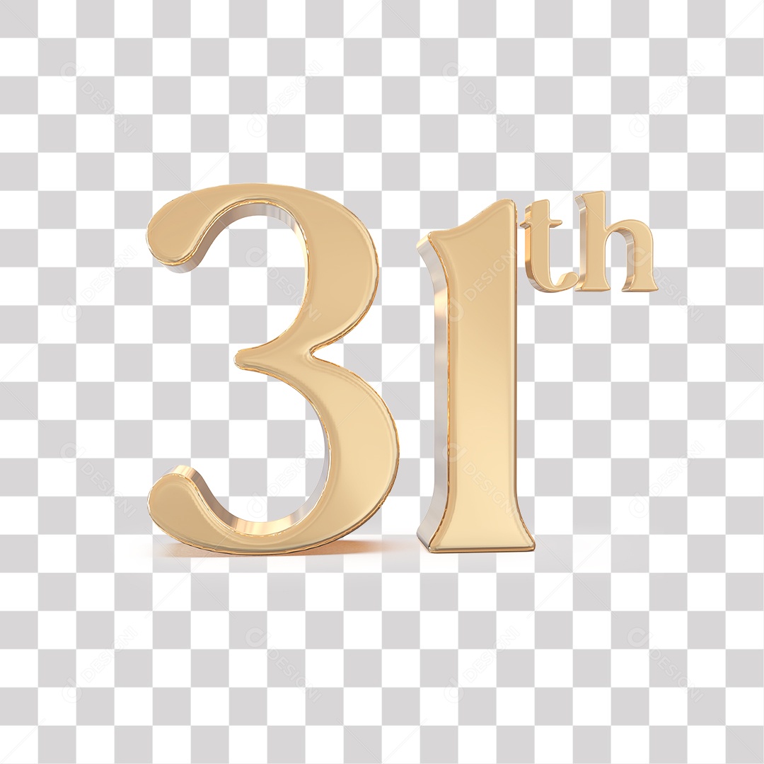 Elemento 3D Para Composições 31 º Dourado PNG Transparente