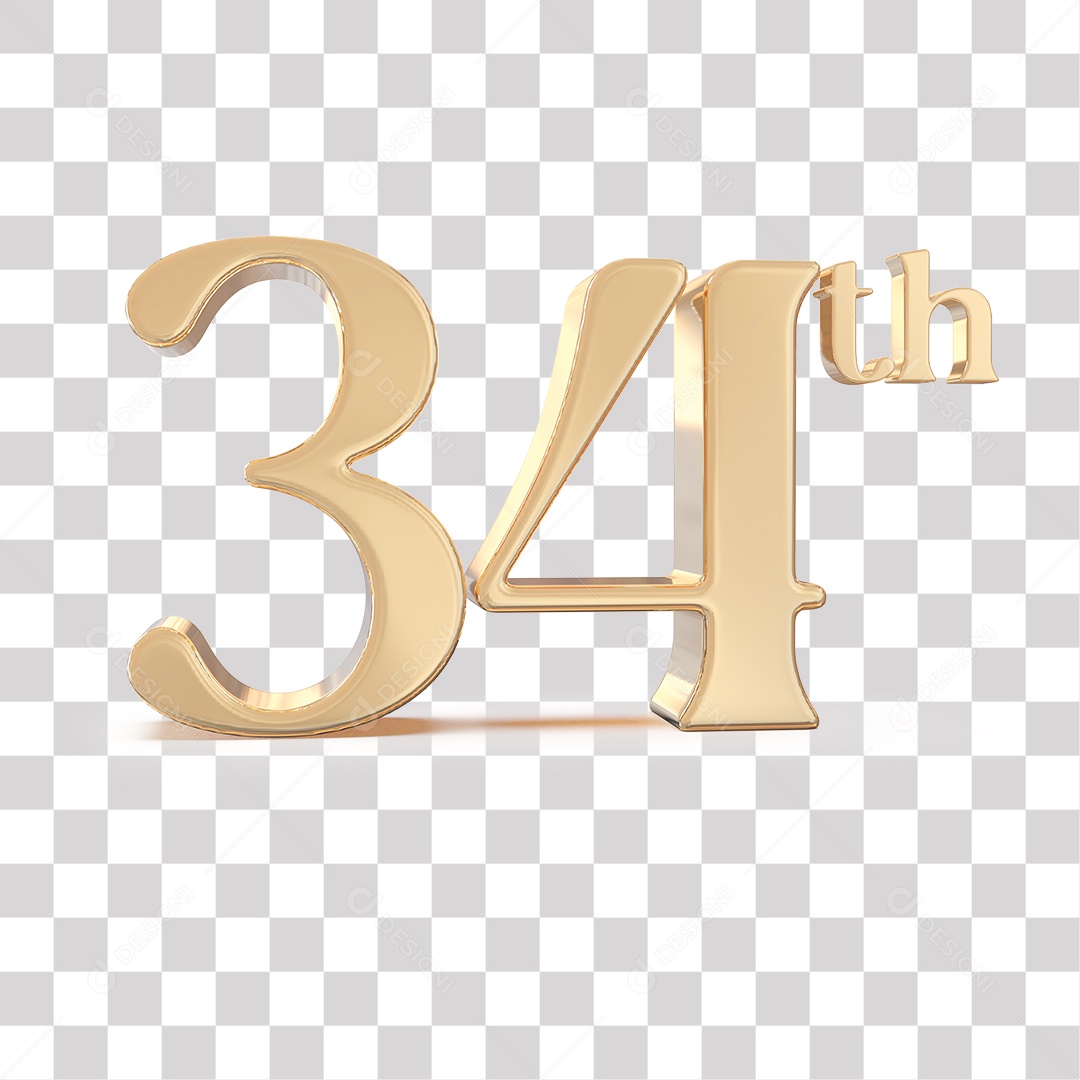 Elemento 3D Para Composições 34 º Dourado PNG Transparente