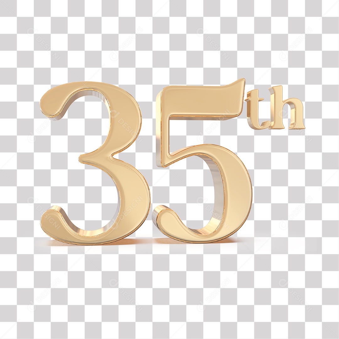 Elemento 3D Para Composições 35 º Dourado PNG Transparente