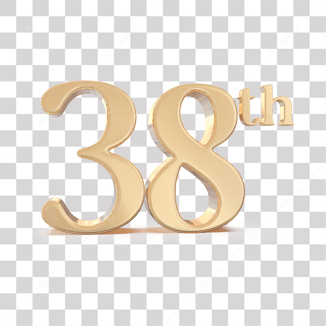 Elemento 3D Para Composições 38 º Dourado PNG Transparente