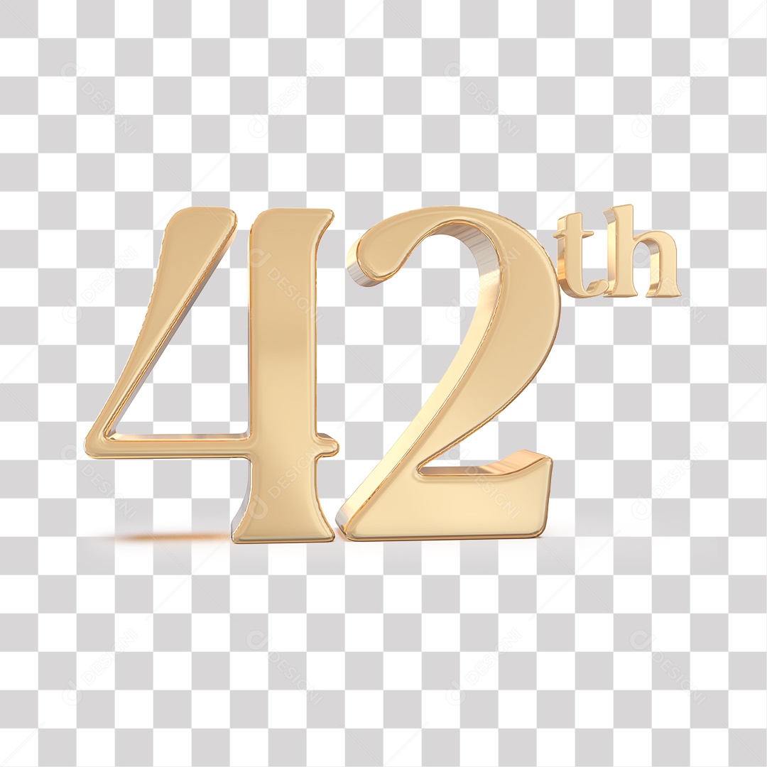Elemento 3D Para Composições 42 º Dourado PNG Transparente