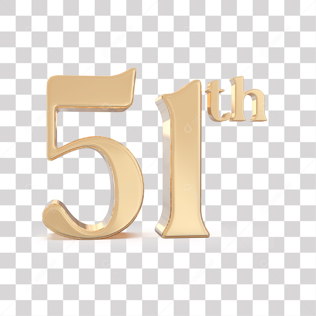 Elemento 3D Para Composições 51 º Dourado PNG Transparente