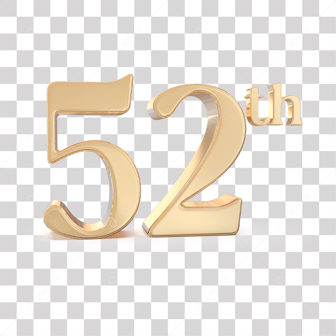 Elemento 3D Para Composições 52 º Dourado PNG Transparente