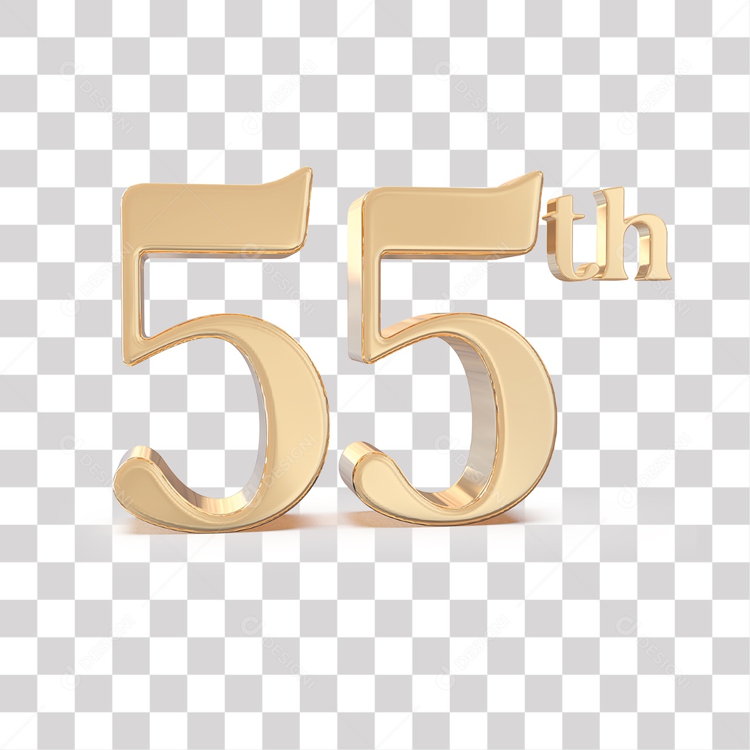 Elemento 3D Para Composições 55 º Dourado PNG Transparente