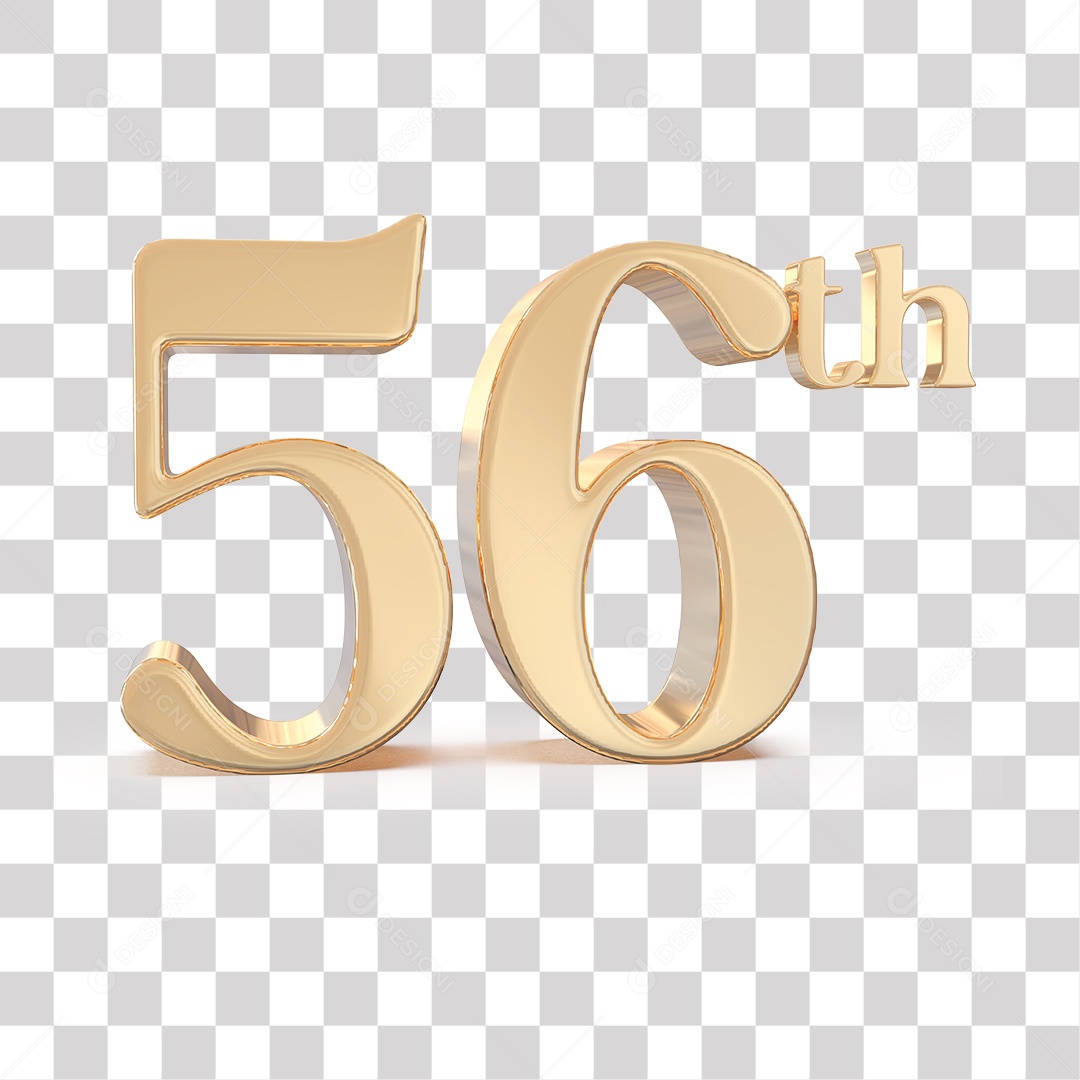Elemento 3D Para Composições 56 º Dourado PNG Transparente
