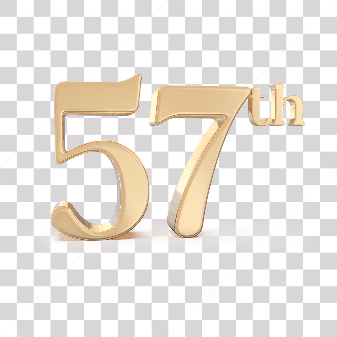Elemento 3D Para Composições 57 º Dourado PNG Transparente