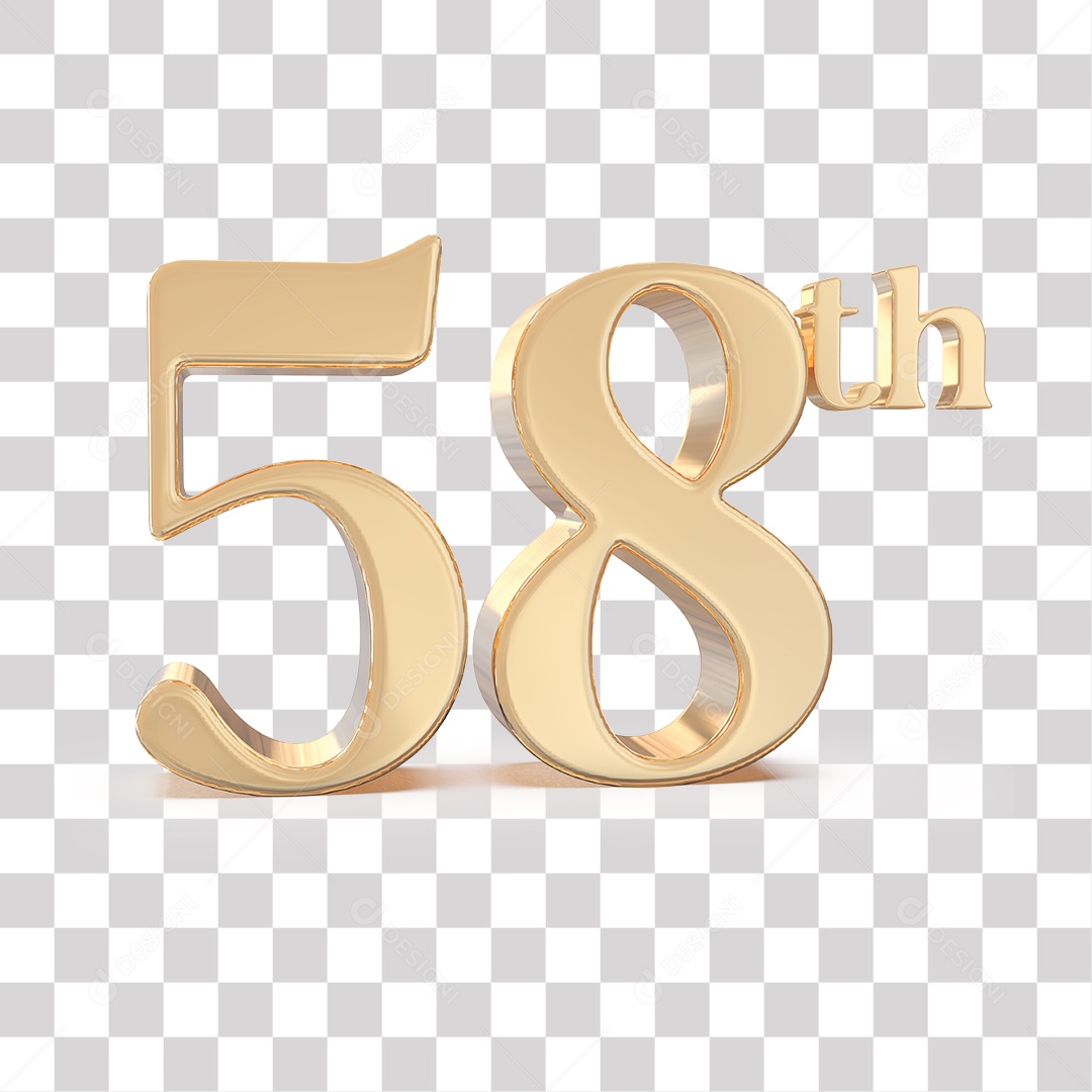 Elemento 3D Para Composições 58 º Dourado PNG Transparente