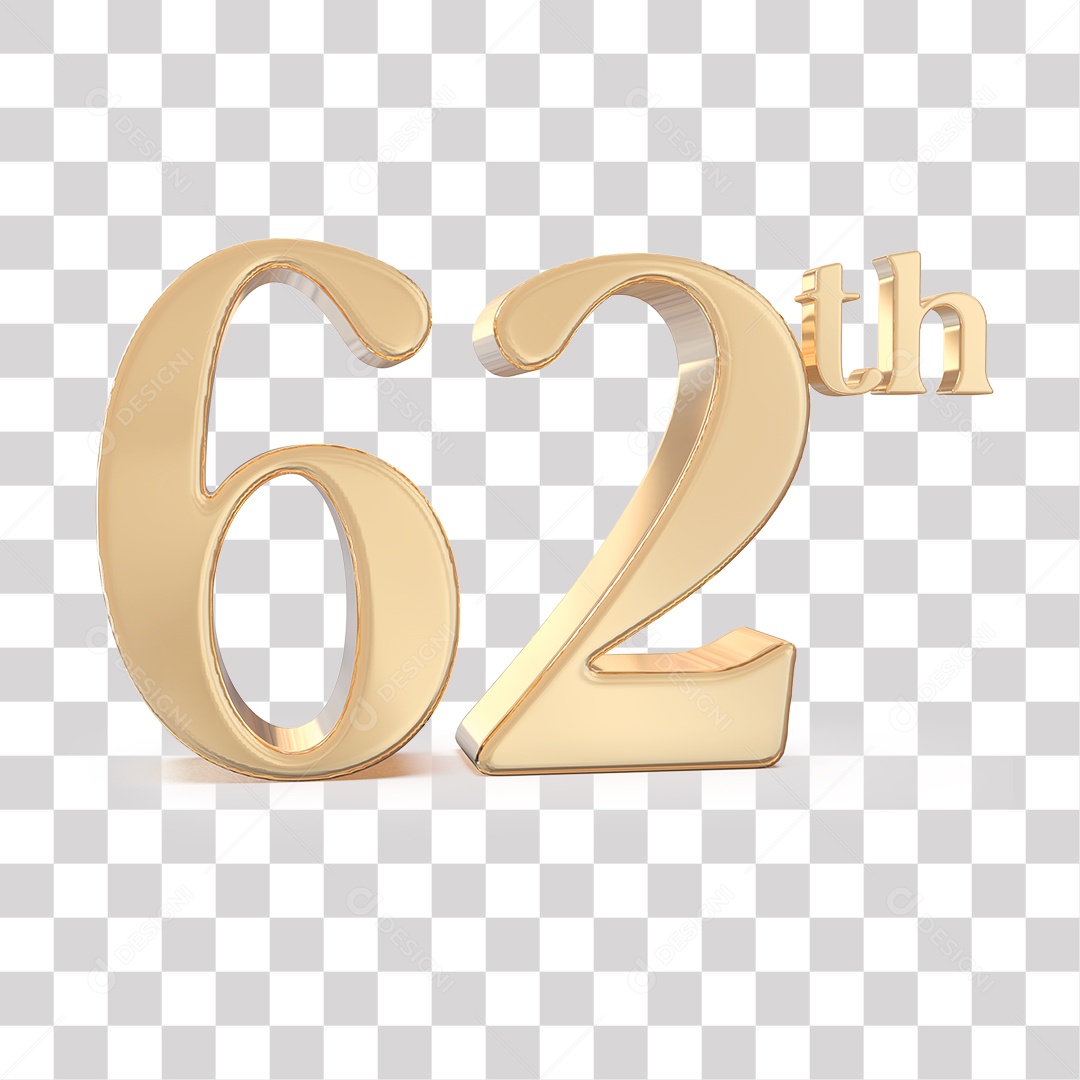 Elemento 3D Para Composições 62 º Dourado PNG Transparente