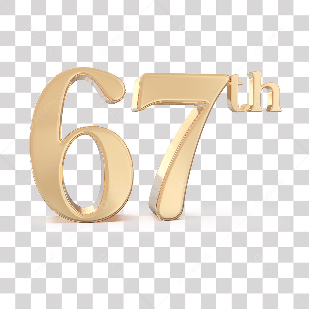 Elemento 3D Para Composições 67 º Dourado PNG Transparente
